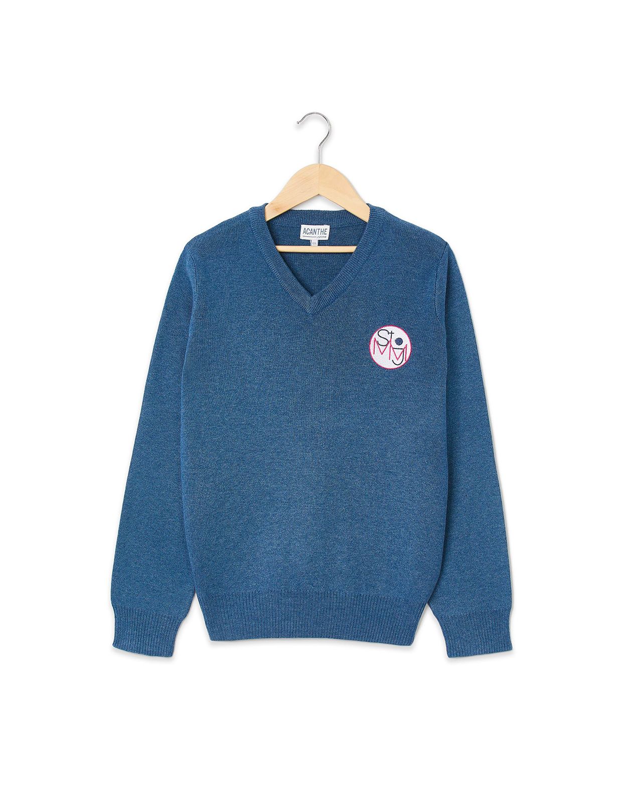 Pull col V bleu chiné St Joseph Château Thierry | Collège