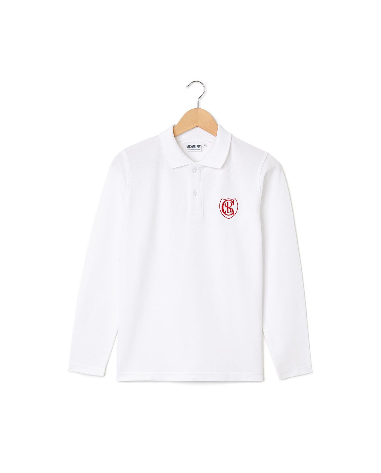 Polo manches longues blanc Concordia | Mixte