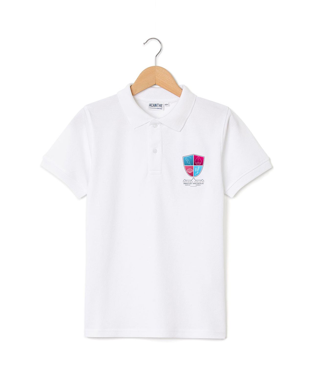 Polo MC blanc Immaculée Damville NOUVEAU LOGO